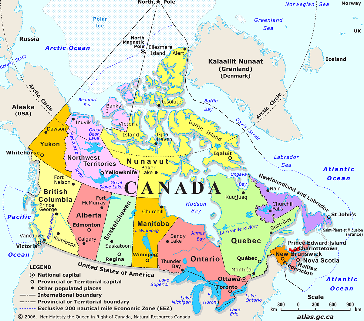 Map of Canada’s Political Divisions - Contains information licensed under the Open Government Licence – Canada