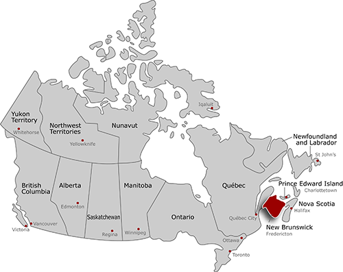 Canada Map - New Brunswick