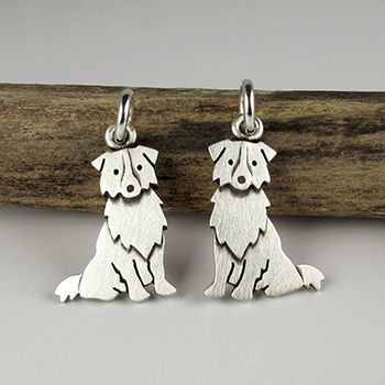 Australian sheepdog earrings by Stick Man Creations, Montreal, Québec