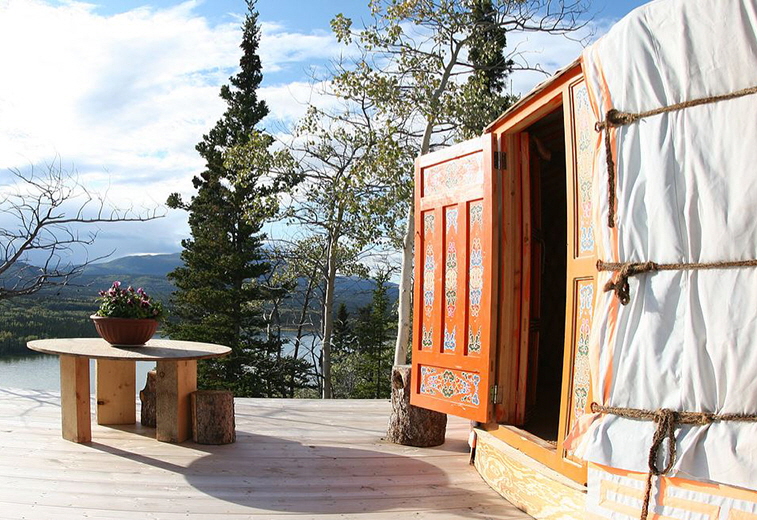 The yurt at Traveling Light B&B in Whitehorse, Yukon